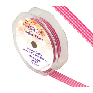 Eleganza Gingham Classic 15mm X 25m Fuchsia No.28