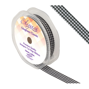 Eleganza Gingham Classic 15mm X 25m Black No.20