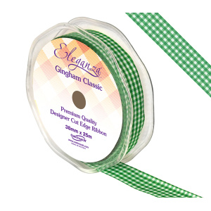 Eleganza Gingham Classic 15mm X 25m Green No.30