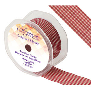 Eleganza Gingham Classic 38mm X 25m Burgundy No.17