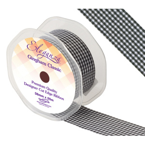 Eleganza Gingham Classic 38mm X 25m Black No.20