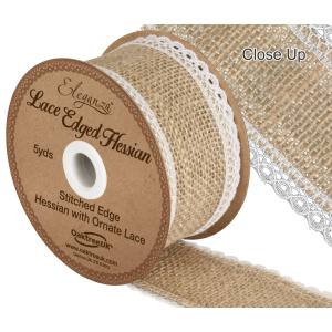 Eleganza Lace Edge Hessian 50mm X 5yards Natural/white