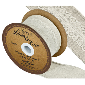 Eleganza Linen & Lace Wired Edge Pattern No.354 50mm X 5yds Ivory No.61