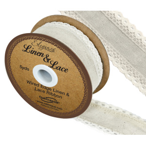Eleganza Linen & Lace Wired Edge Pattern No.356 50mm X 5yds Ivory No.61
