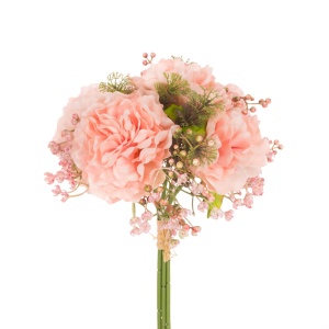 Peony Gypsophila Bundle - Peach