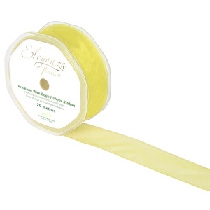Eleganza Finesse Wired Ribbon 32mm X20m Pale Yellow No.10