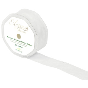 Eleganza Finesse Wired Ribbon 32mm X20m White No.01