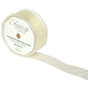 Eleganza Finesse Wired Ribbon 32mm X20m Ivory No.61
