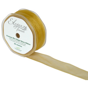 Eleganza Finesse Wired Ribbon 32mm X20m Gold No.35b