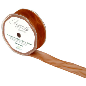 Eleganza Finesse Wired Ribbon 32mm X20m Copper No.23