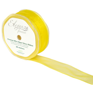 Eleganza Finesse Wired Ribbon 32mm X20m Yellow No.11
