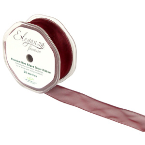 Eleganza Finesse Wired Ribbon 32mm X20m Burgundy No.17