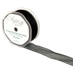 Eleganza Finesse Wired Ribbon 32mm X20m Black No.20