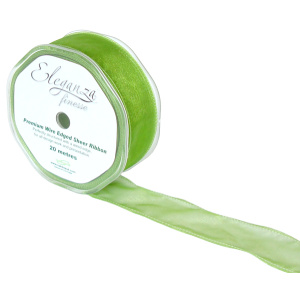 Eleganza Finesse Wired Ribbon 32mm X20m Pistachio Green No.27