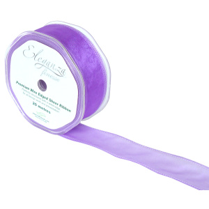Eleganza Finesse Wired Ribbon 32mm X20m Purple No.36