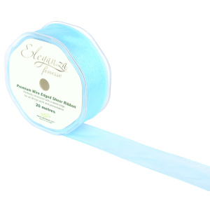 Eleganza Finesse Wired Ribbon 32mm X20m Lt. Blue No.25