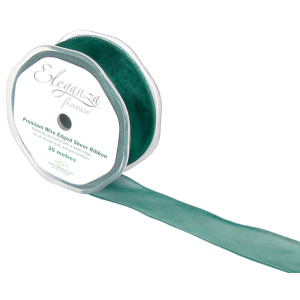 Eleganza Finesse Wired Ribbon 32mm X20m Green No.50