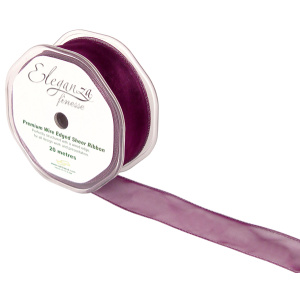Eleganza Finesse Wired Ribbon 32mm X 20m Aubergine No.32