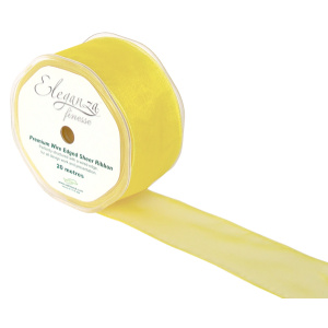 Eleganza Finesse Wired Ribbon 50mm X20m Pale Yellow No.10
