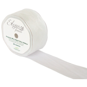 Eleganza Finesse Wired Ribbon 50mm X20m White No.01