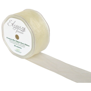 Eleganza Finesse Wired Ribbon 50mm X20m Ivory No.61