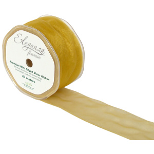 Eleganza Finesse Wired Ribbon 50mm X20m Gold No.35b