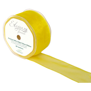 Eleganza Finesse Wired Ribbon 50mm X20m Yellow No.11