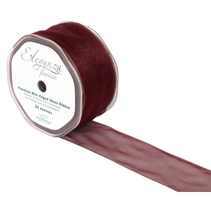 Eleganza Finesse Wired Ribbon 50mm X20m Burgundy No.17
