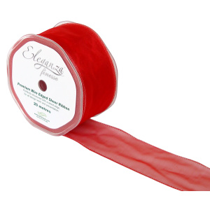 Eleganza Finesse Wired Ribbon 50mm X20m Red No.16
