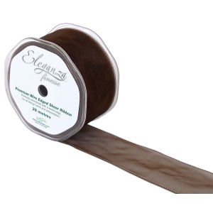 Eleganza Finesse Wired Ribbon 50mm X20m Chocolate No.58