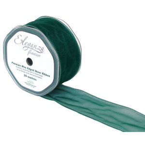 Eleganza Finesse Wired Ribbon 50mm X20m Green No.50
