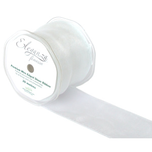 Eleganza Finesse Wired Ribbon 70mm X20m White No.01