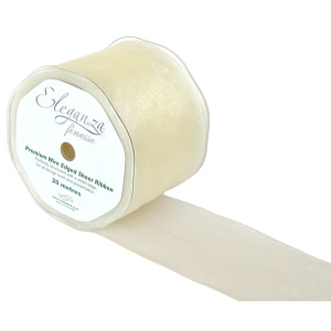 Eleganza Finesse Wired Ribbon 70mm X20m Ivory No.61