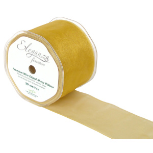 Eleganza Finesse Wired Ribbon 70mm X20m Gold No.35b