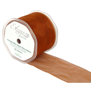 Eleganza Finesse Wired Ribbon 70mm X20m Copper No.23