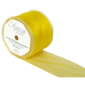 Eleganza Finesse Wired Ribbon 70mm X20m Yellow No.11