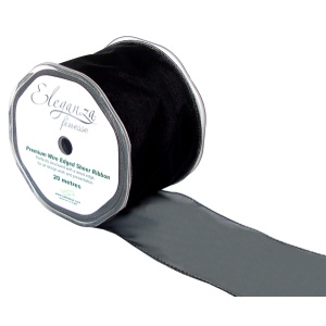 Eleganza Finesse Wired Ribbon 70mm X20m Black No.20