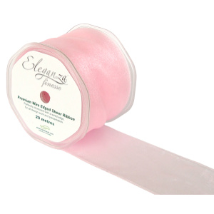 Eleganza Finesse Wired Ribbon 70mm X20m Lt. Pink No.21