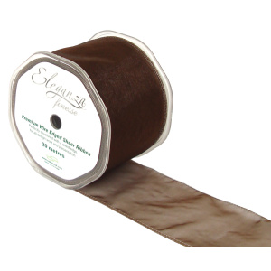 Eleganza Finesse Wired Ribbon 70mm X20m Chocolate No.58