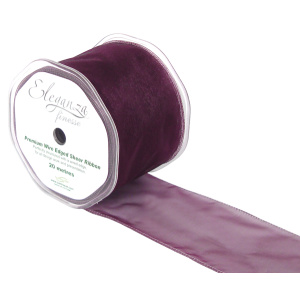 Eleganza Finesse Wired Ribbon 70mm X 20m Aubergine No.32