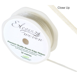 Eleganza Woven Edge Ribbon 3mm X 50m Ivory No.61