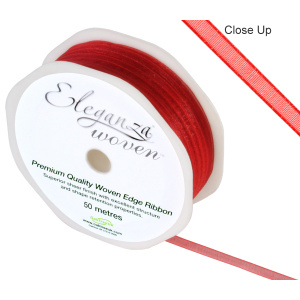 Eleganza Woven Edge Ribbon 3mm X 50m Red No.16