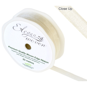 Eleganza Woven Edge Ribbon 10mm X 20m Ivory No.61