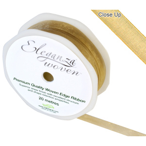 Eleganza Woven Edge Ribbon 10mm X 20m Gold No.35a