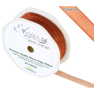 Eleganza Woven Edge Ribbon 10mm X 20m Copper No.23