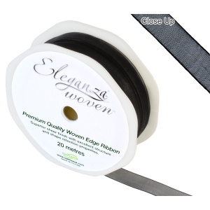 Eleganza Woven Edge Ribbon 10mm X 20m Black No.20
