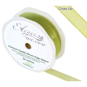 Eleganza Woven Edge Ribbon 10mm X 20m Pistachio No.27