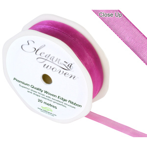 Eleganza Woven Edge Ribbon 10mm X 20m Fuchsia No.28