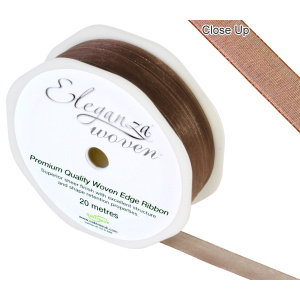 Eleganza Woven Edge Ribbon 10mm X 20m Chocolate No.58