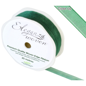 Eleganza Woven Edge Ribbon 10mm X 20m Green No.50